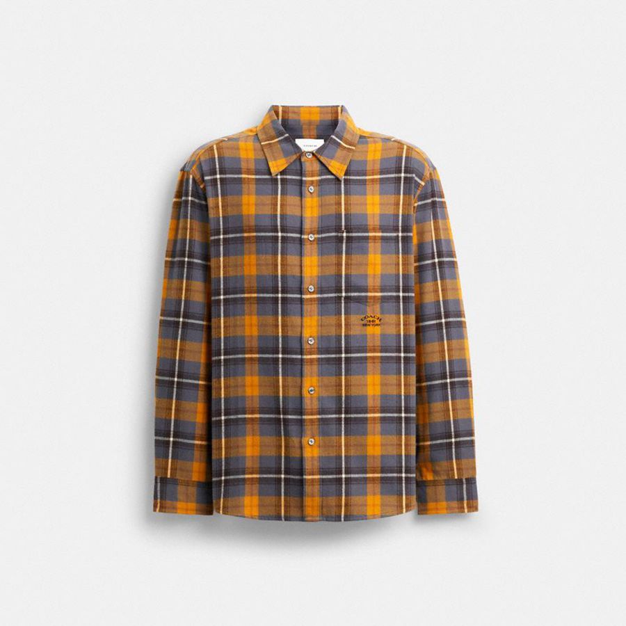 Camisa COACH Hombre Marrones | 034-XCWOLI