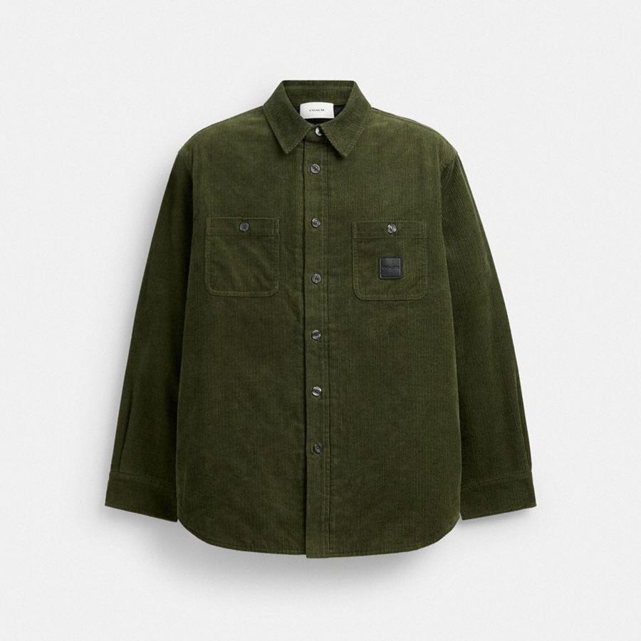 Camisa COACH Hombre Verde Oliva | 839-IXCAMJ