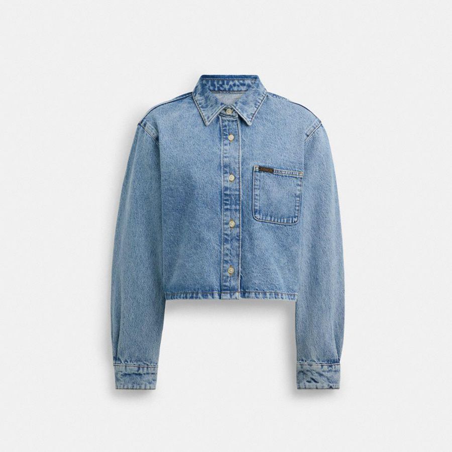 Camisa COACH Mujer Azules | 796-TVYIZG