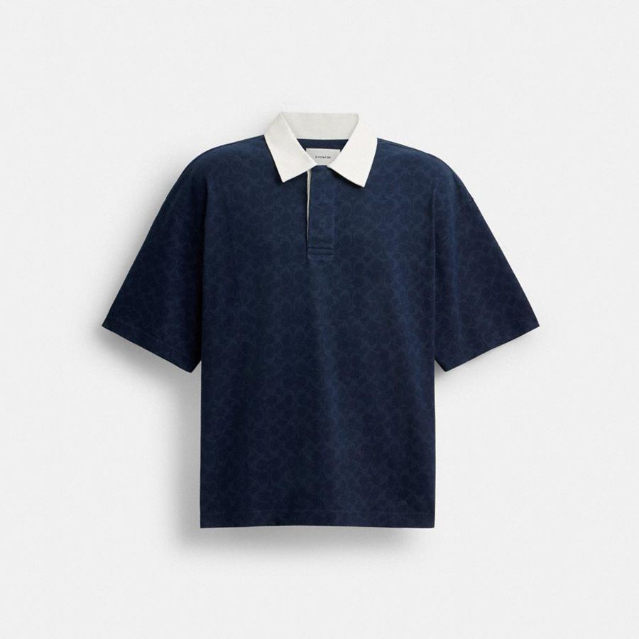Camiseta COACH Hombre Azul Marino | 328-UNPORQ
