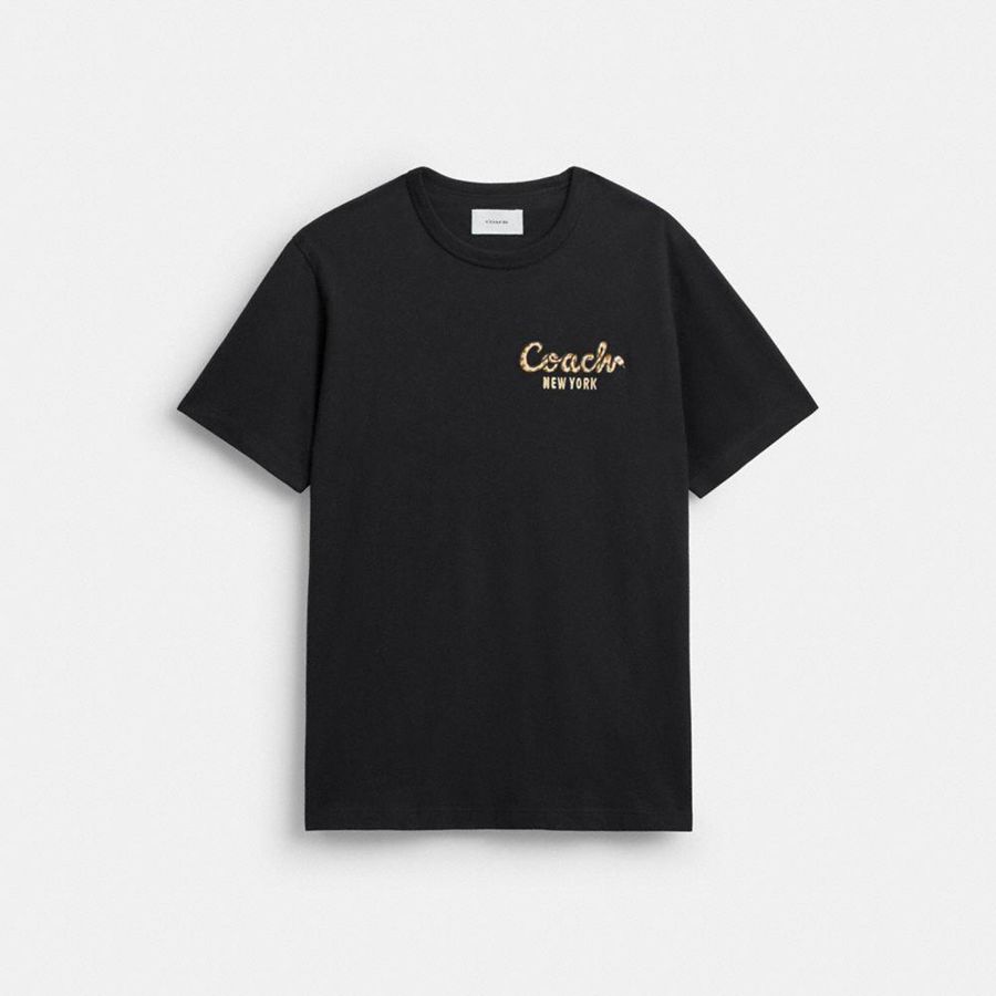 Camiseta COACH Hombre Negras | 432-AXESFI