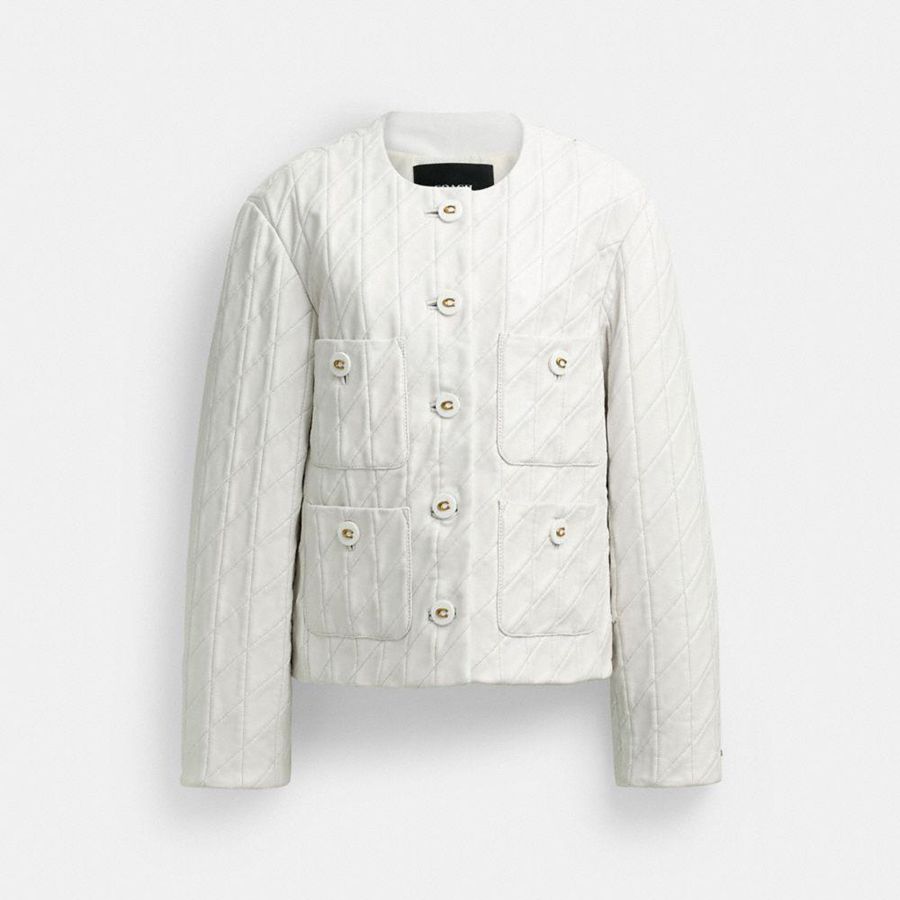 Chaqueta COACH Mujer Blancas | 265-MKZCTP