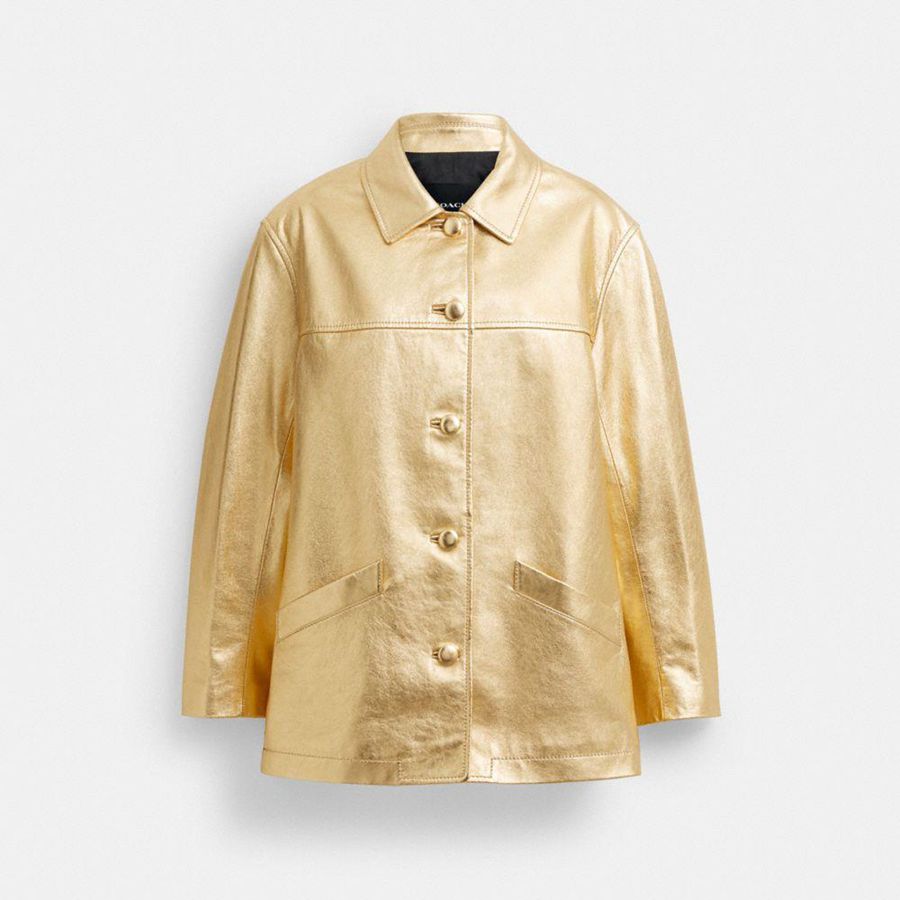 Chaqueta COACH Mujer Doradas | 143-KIVWOR
