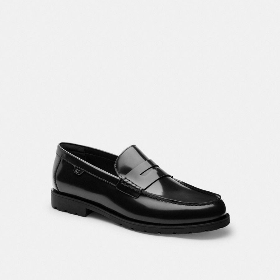 Mocasines COACH Hombre Negras | 812-XTZHAJ