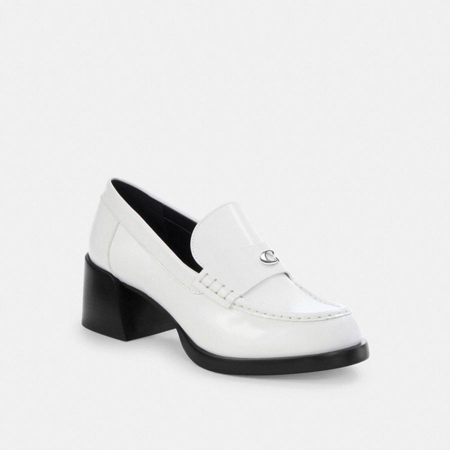 Mocasines COACH Mujer Blancas | 895-CHKDOZ
