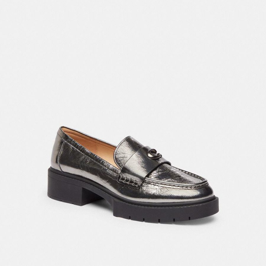 Mocasines COACH Mujer Plateadas | 612-OUZPED