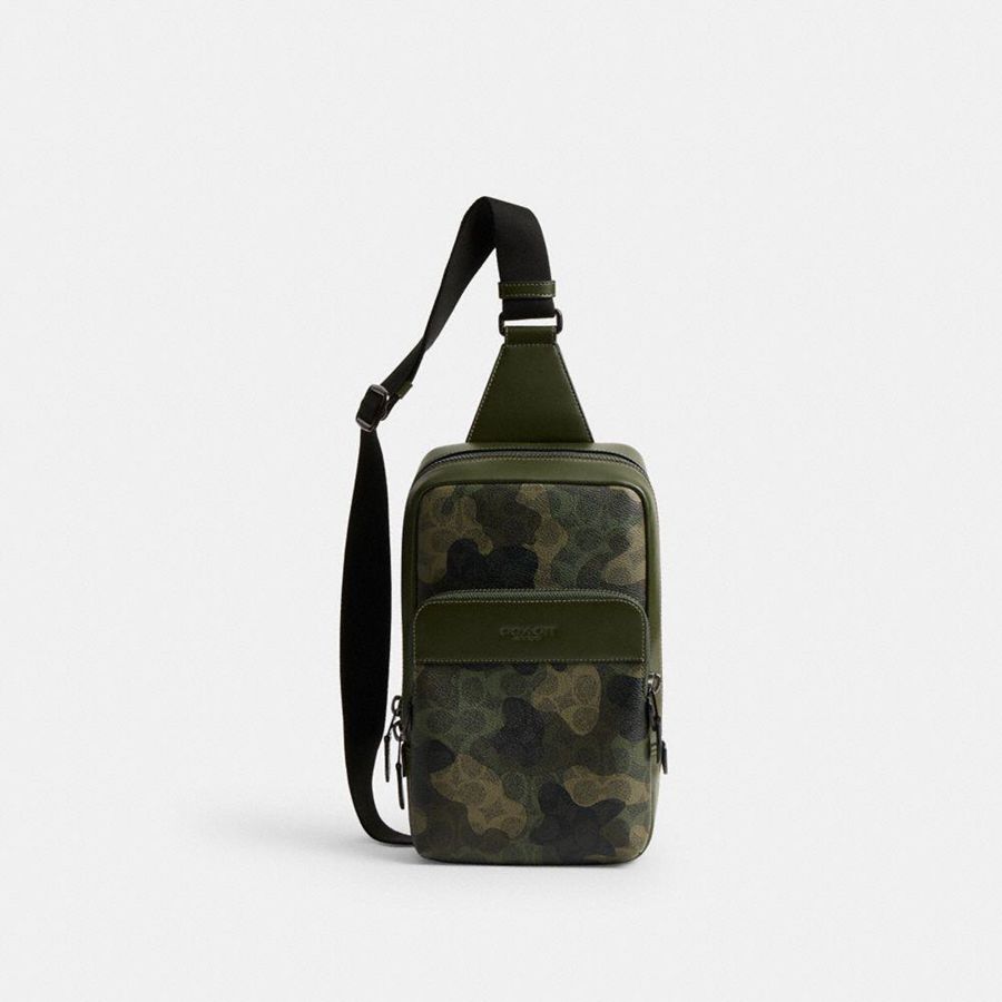Mochila COACH Hombre Verde | 732-FQVXMN