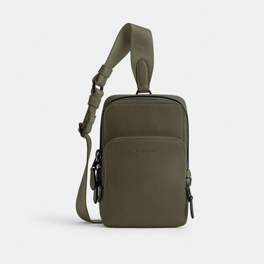 Mochila COACH Hombre Verde | 762-VUZGIH