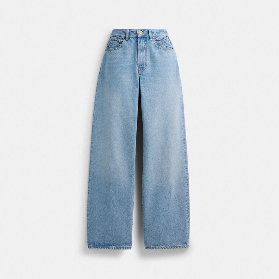 Pantalon COACH Mujer Azules | 254-DBVZCJ