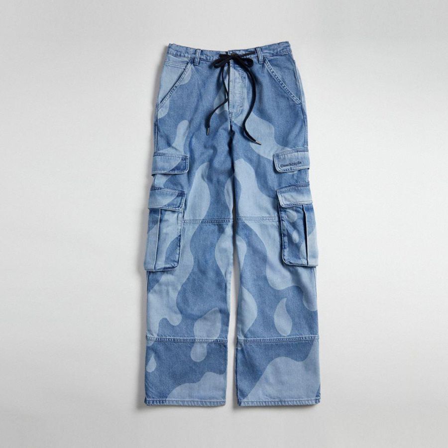 Pantalon COACH Mujer Azules | 496-WRLPVA