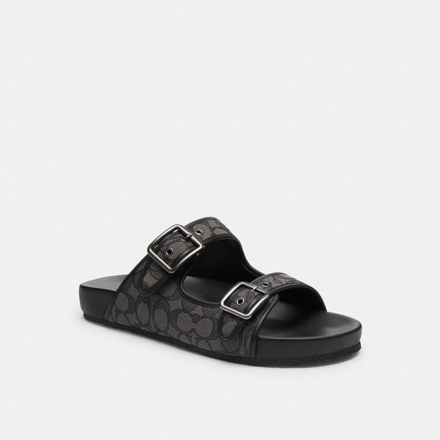 Sandalias COACH Hombre Negras | 480-JOEKDQ