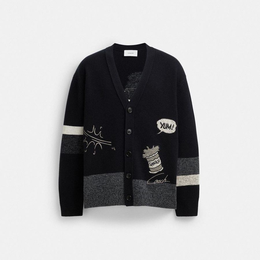 Suéter COACH Hombre Negras | 293-MKWQRV