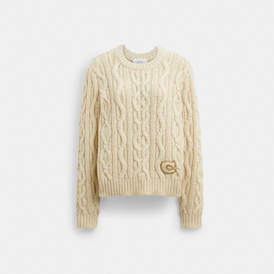 Suéter COACH Mujer Blancas | 596-KQHVBD