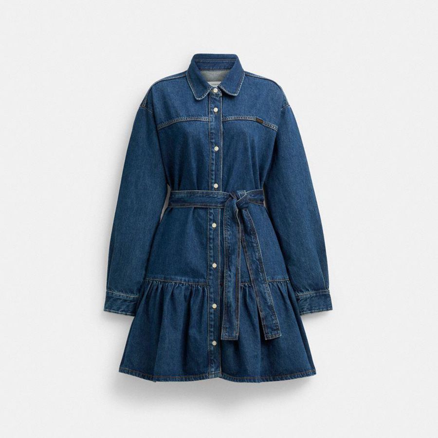 Vestido COACH Mujer Azules | 961-QRXLIJ